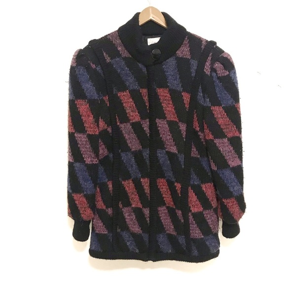 Vintage Daniel geometric fuzzy oversized jacket - Picture 1 of 8